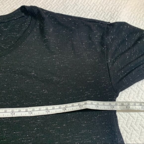 Lord & Taylor Black Sparkle Ruffle Hem T-Shirt Top Size S - Picture 5 of 8